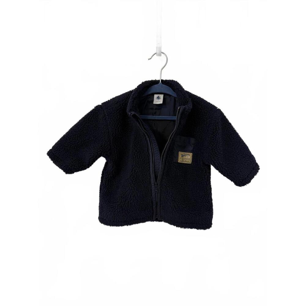 PETIT BATEAU Children’s Sherpa Jacket, NAVY Size 12m / 1YR